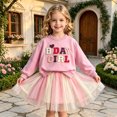 thumbnail image 2 of Bobifish Toddler Girls Sets Letter Embroidered Sweatshirt And Skirt Outfit Children Girls Sets For Birthday Party, 2 of 9