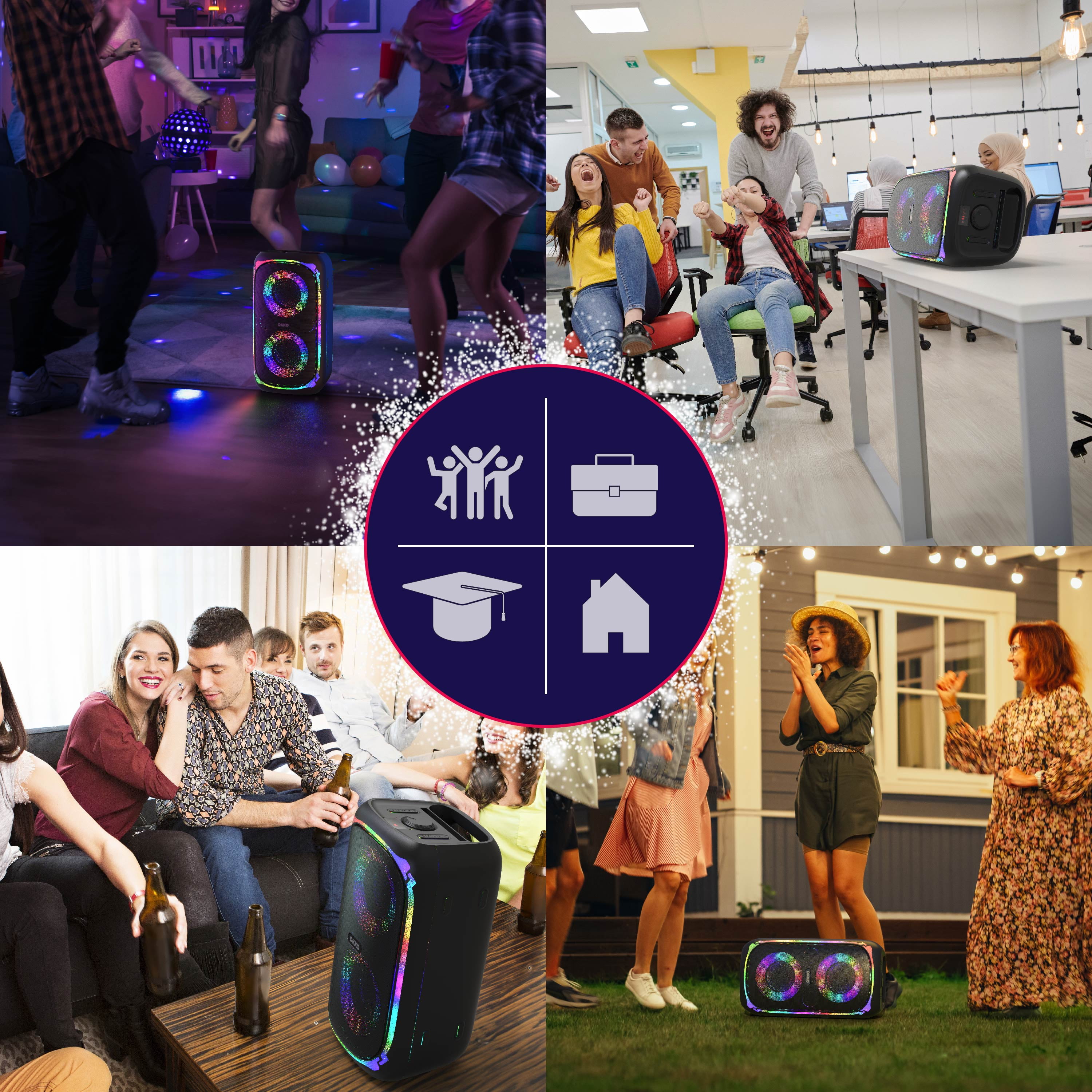 OKKO Sonic Bass V4 Portable Bluetooth Speaker – Wireless Party Speaker with Deep Bass, Karaoke Speaker with Microphone Port, LED Lights, Outdoor Portable Rechargeable Speaker