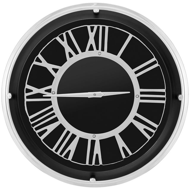 Reloj de Pared Silencioso Costway 34,5/45 CM Estructura de Plata/Números Romanos Cubierta de Vidrio