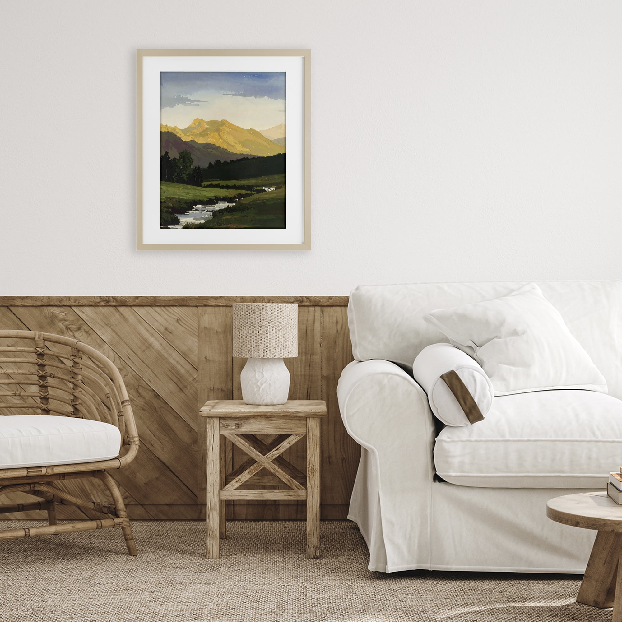 Stupell Industries Mountain Across The Valley Birch Framed Print Under Glass, design by Alonza Saunders