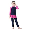 thumbnail image 4 of HXWCHs Moisture Wicking Girls Bathing Suit Full Coverage Long Sleeve Rash Guard and Swim Shorts Sun Protective Swimwear for Girls UPF 50 12-13 Years Blue, 4 of 7