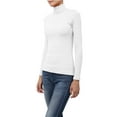 thumbnail image 2 of J. METHOD Women's Light Weight Basic Long Sleeve Turtleneck Knit Ribbed Shirt Sweater Mock Neck Top NEWT88 White M, 2 of 6