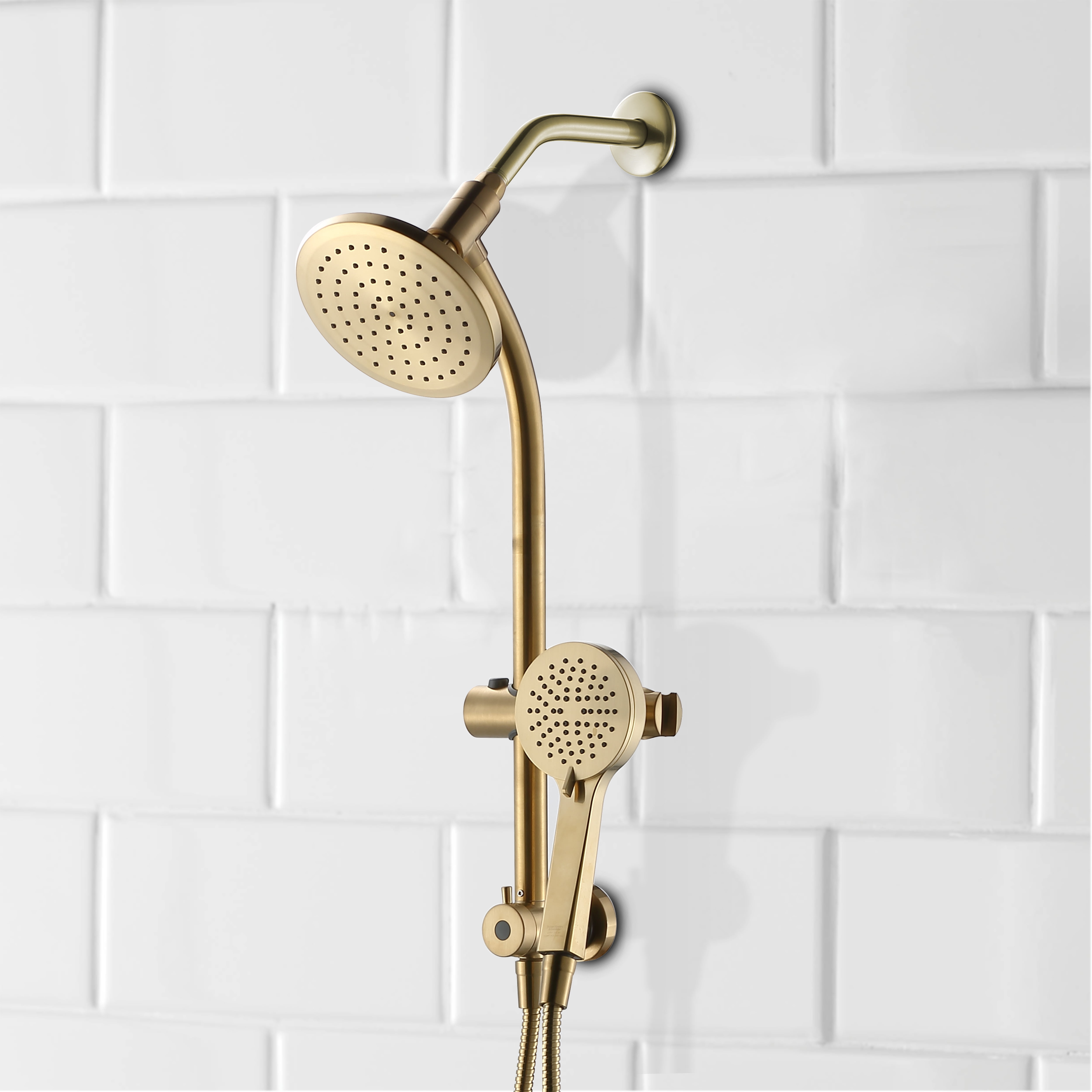Better Homes & Gardens Deluxe Shower Combo with Magnetic Slide Bar Kit in Brushed Brass