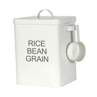 Airtight Flour Canister - Metal Food Storage Container With Spoon For Grains, Rice & Beans, Pink