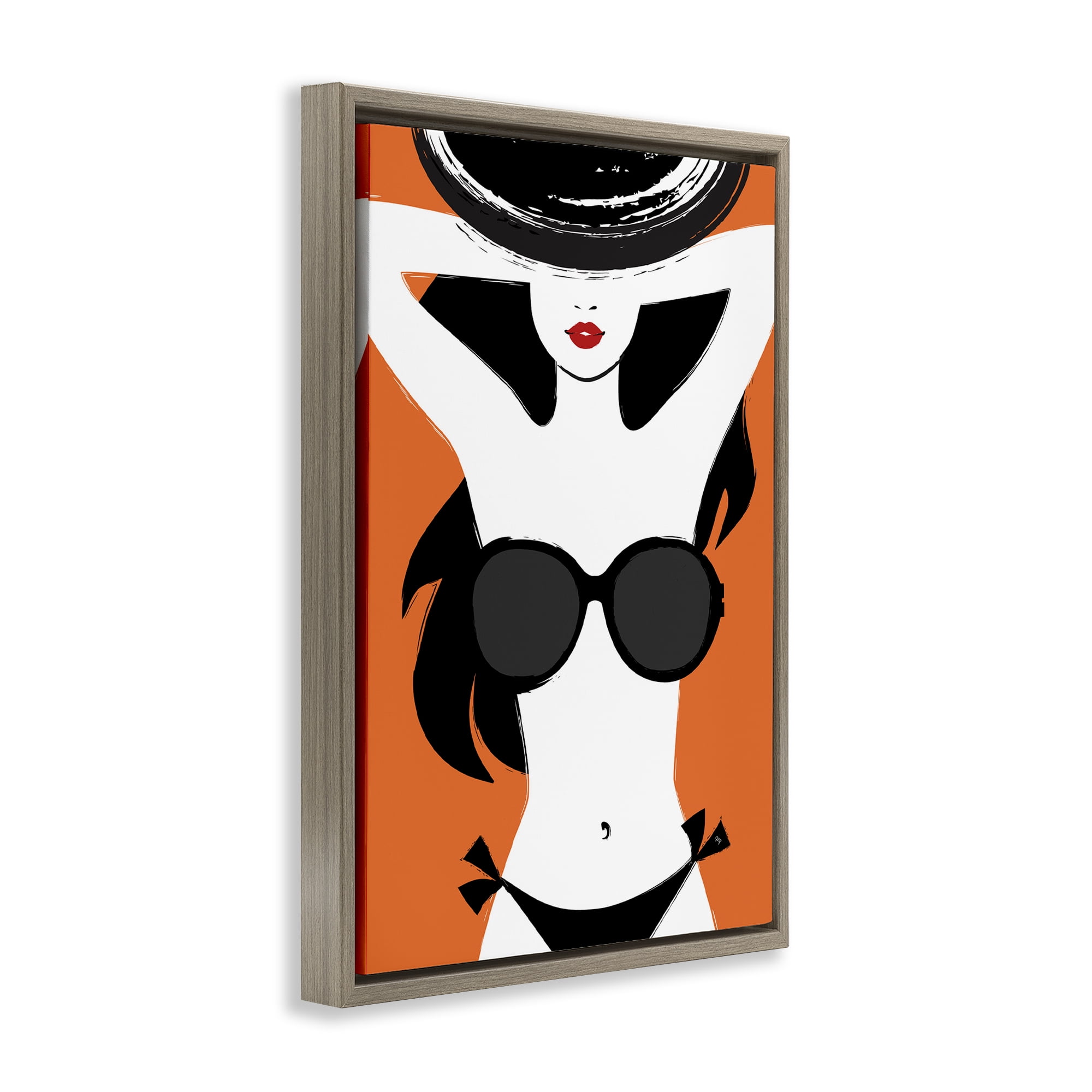 Stupell Industries Summer Vibes Girl Coastal Painting Brown Floater Framed Canvas Art Print Wall Art, 21 x 31