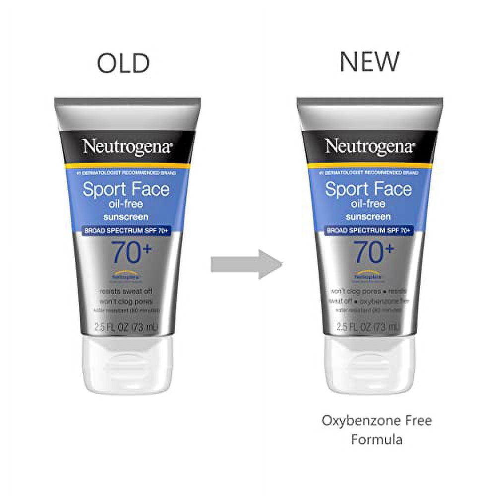 Neutrogena Sport Face Oil-Free Lotion Sunscreen with Broad Spectrum SPF 70+, Sweatproof & Waterproof Active Sunscreen, 2.5 fl. Oz