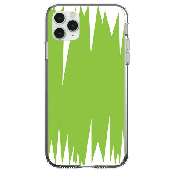 DistinctInk Clear Shockproof Hybrid Case for iPhone 13 PRO (6.1" Screen) - TPU Bumper, Acrylic Back, Tempered Glass Screen Protector - Lime Green White Spikes