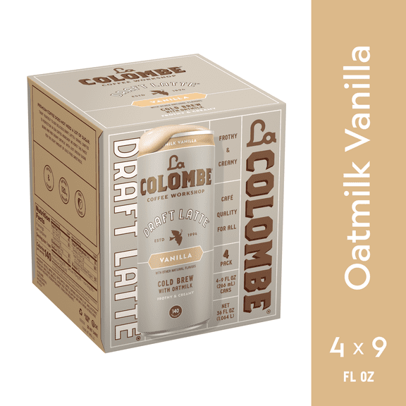 La Colombe Coffee, Oatmilk Vanilla Latte, 9 fl oz Cans, 4 Pack