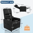 thumbnail image 2 of Power Recliner Chair with Massage and Heat, Electric Adjustable Ergonomic PU Leather Single Sofa, Overstuffed Home Theater Seating with 2 Side Pockets and USB Port for Living Room,Black, 2 of 6