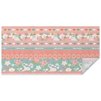 Pink Pioneer Flower Striped Pattern Rectangle Tablecloth 60"x120",Waterproof Polyester Rectangle Table Cloth, Wipeable Spillproof Polyester Tablecloth for Dining, Camping, Indoor and Outdoor