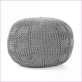 thumbnail image 4 of Yuny Knitted Cotton Round Pouf Ottoman – 20x20x14 for Living Room | Cotton | Round, 4 of 8
