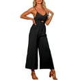 thumbnail image 4 of INSPIRE CHIC Women's Casual Sleeveless Cut Out Smocked Loose Wide Leg Romper Summer Jumpsuits, 4 of 5
