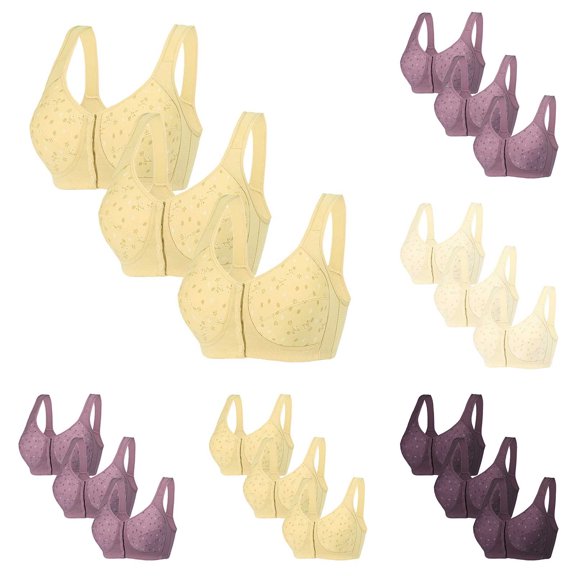 Paiwinds 3-Pack Women's Front Button Tank Bra for Plus Size and Mature Figures, No Underwire for Lightweight Comfort, Perfect for Daily Wear, Yoga and Light Sports