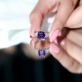 thumbnail image 5 of Rosec Jewels Real Amethyst Engagement Ring 3 Carat - 8 mm Asscher Cut - AAA Grade - Amethyst and Diamond Ring for Women, 18K White Gold, US 13.00, 5 of 9