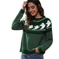 thumbnail image 2 of EFINNY Women's Sweater Fashion Versatile Comfort Cute Warmth Round Neck Pullover Knitted Sweater for Autumn and winter Halloween, 2 of 6