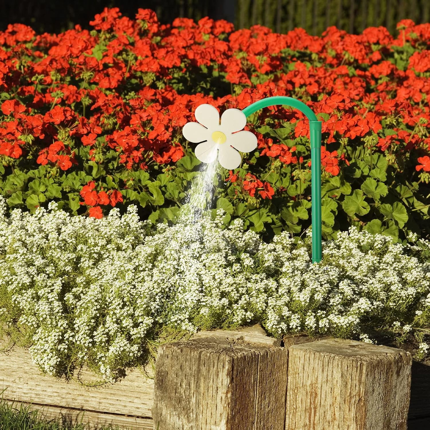 NFNSIG Crazy Daisy Sprinkler Shaped Garden Sprinkler 720° Rotating Garden Water Feature Sprinkler Dancing Moving Daisy Water Sprinkler for Garden Lawn(White)