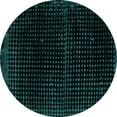 thumbnail image 1 of Ahgly Company Machine Washable Indoor Round Abstract Turquoise Blue Modern Area Rugs, 3' Round, 1 of 4
