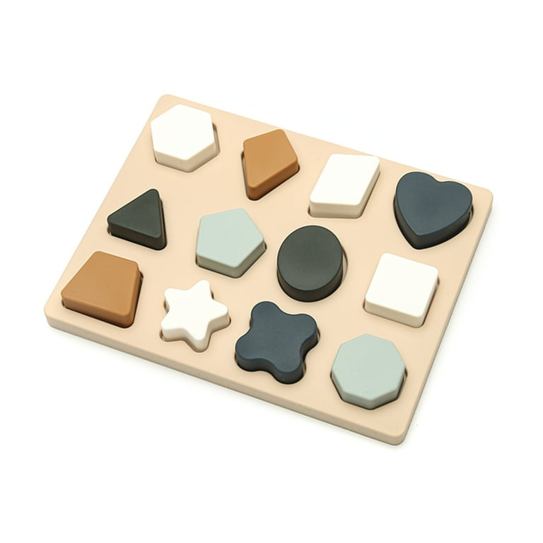Shape Sorter Puzzles for Toddlers Silicone Baby Soft Stacking Block Toys Montessori Preschool Shape Learning Puzzle Toy Sensory Teaching Gift for