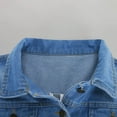 thumbnail image 6 of APEXFWDT Women’s Plus Size Denim Crop Top Cuffed Short-Sleeve Button-Up Jacket for Summer & Casual，M,Dark Blue, 6 of 6
