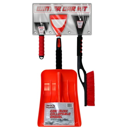 EMSCO Bigfoot 3-Piece Car Snow Kit – Compact Shovel, Ice Scraper & Brush for Winter Driving