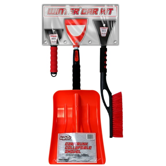 EMSCO Bigfoot 3-Piece Car Snow Kit – Compact Shovel, Ice Scraper & Brush for Winter Driving