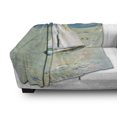 thumbnail image 3 of Art Soft Flannel Fleece Throw Blanket, Monet Sailing Boat Yacht Birds Watercolor Brushstroke Composition, Cozy Plush for Indoor and Outdoor Use, 50" x 60", Pale Blue Teal and White, by Ambesonne, 3 of 6