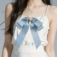 thumbnail image 3 of Milageto Women Pre Tied Bowknot Brooch Bead Bow Tie Brooch Pin for Blouse Shirts Coat Blue, 3 of 8