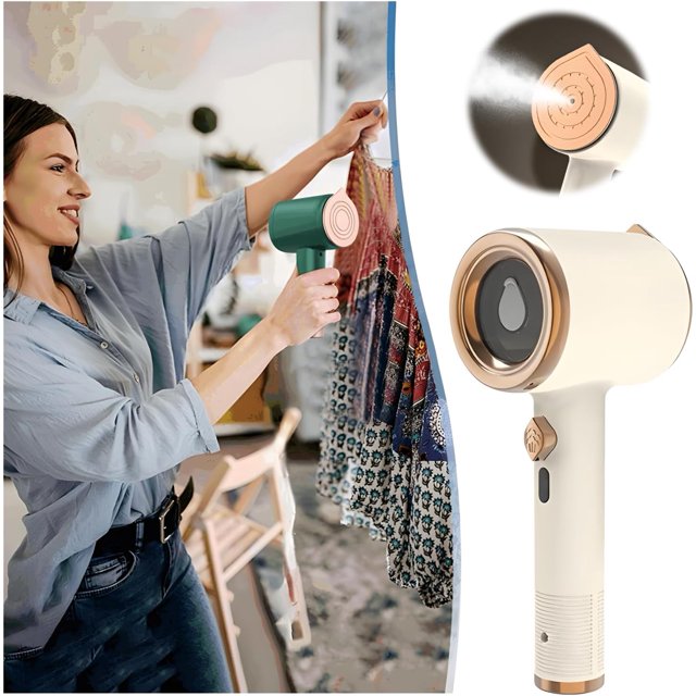 HUGFEGWE Portable Mini Ironing Machine, New Travel Mini Steam Iron, Handheld Garment Steamer, Fast Preheating Steam Dry Ironing, 360 Degree Ironing Without Dead Angle for Home and Travel (Beige)