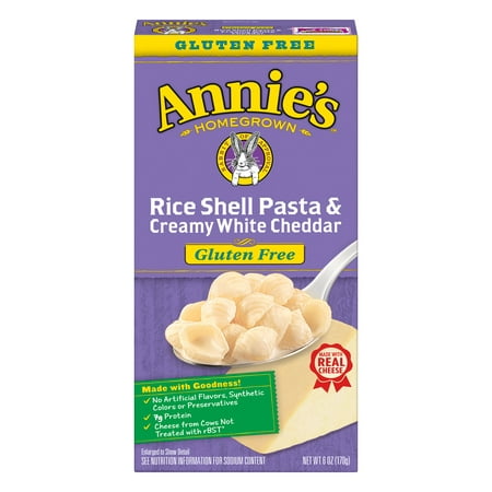 (2 Pack) Annie's Macaroni & Cheese, Gluten Free Rice Shell Pasta & Creamy White Cheddar, 6oz (Best Cheese For Pasta)