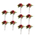 thumbnail image 4 of EeaseMX 10 piezas de tallos de plantas navideñas creativas para decoración, piñas artificiales, hojas huecas verdes, setas de granada pequeñas falsas, tallos de plantas para decoración del hogar DIY, 4 of 7