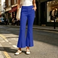 thumbnail image 2 of Women's Stretch Flared Pants High Waist Pants with Split Hem Pockets for office Blue M(M), 2 of 8