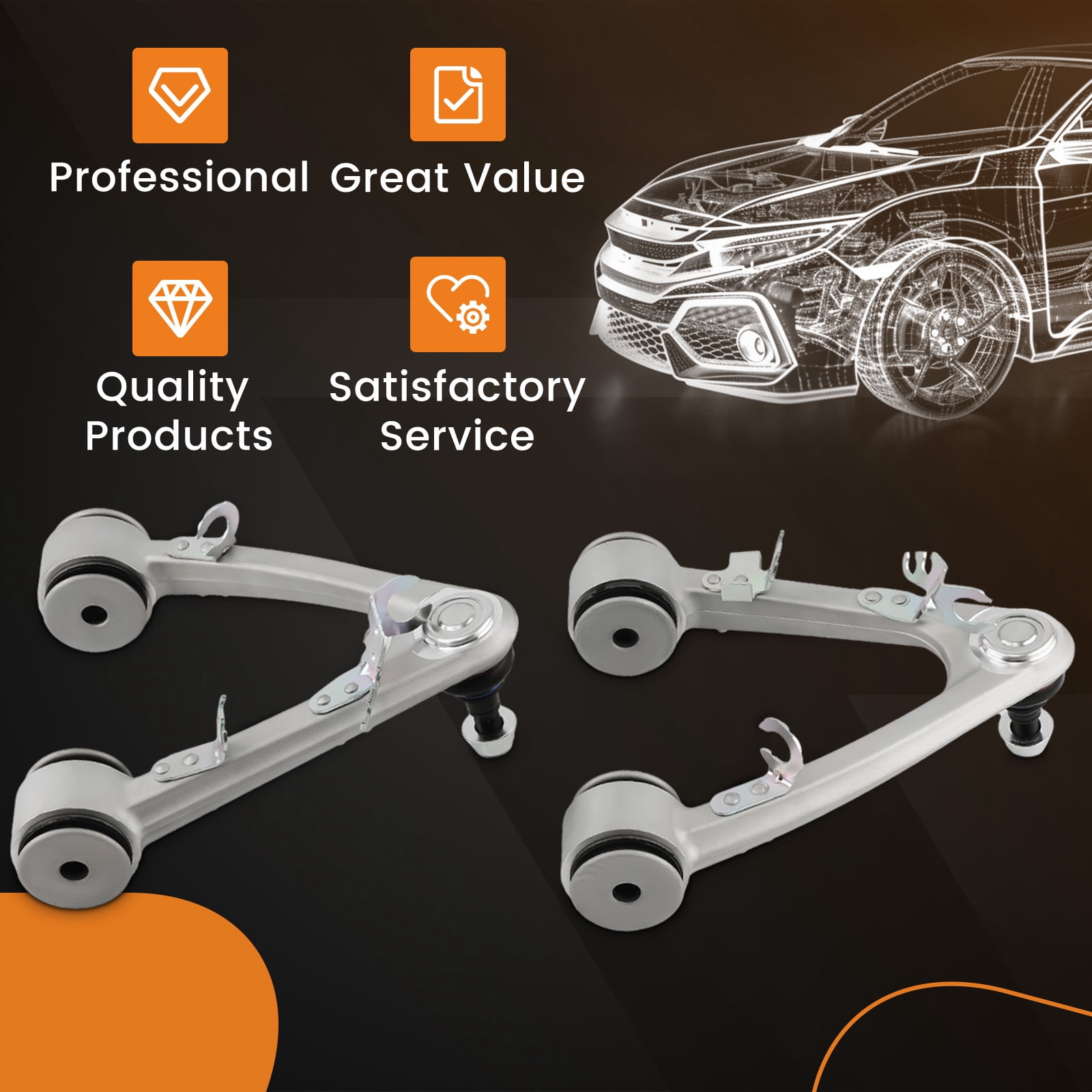 maXpeedingrods 2Pc Front Upper Control Arms Kit w/Ball Joint for Maserati Quattroporte 2008-2013, for Maserati GranTurismo 2008-2018, 980139893,980139894