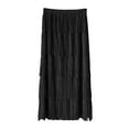 thumbnail image 4 of FEIFLY Women Layered Fringe Hem Maxi Skirt For Elegant Tiered Ruffle Design Flowy Boho Style High Waist A-Line Long Skirt Casual Party Wear Trendy Female Solid Color Dailywear, 4 of 4