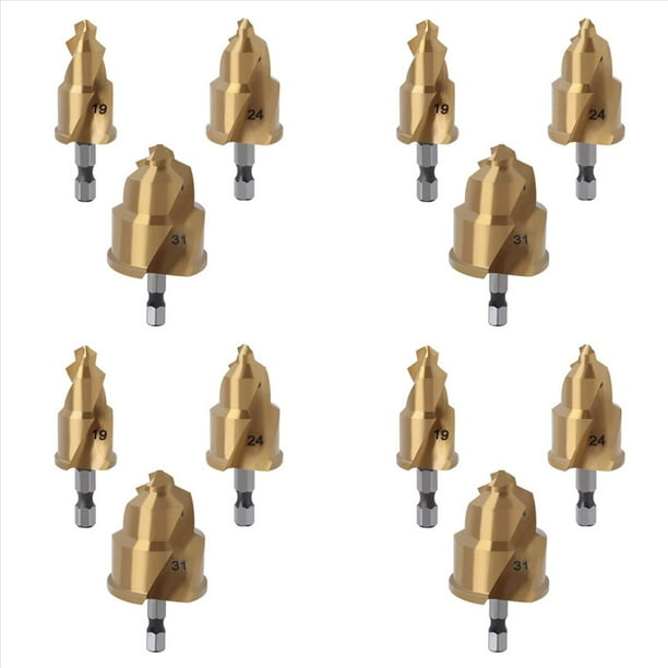 Broca Escalonada de 12 Piezas de 20/25/32 mm con Ranura Giratoria Límite Brocas Cónicas de Elevación PPR para Escariado de Tuberías de Agua