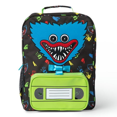 POPPY PLAYTIME - Huggy Wuggy Backpack (16" School Bag w/ Embroidery & Five Compartments)