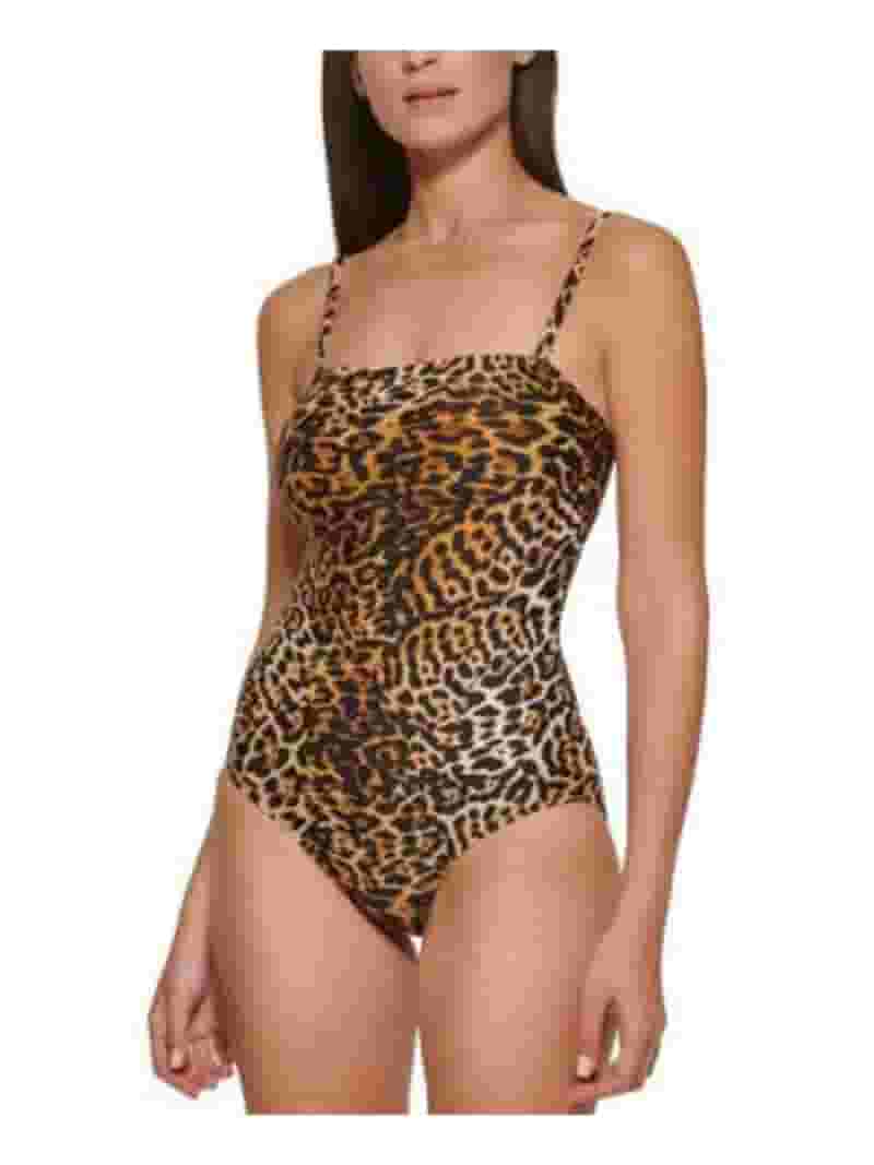 期間限定特別価格 Print Leopard Women's Klein Calvin Strapless Control Tummy Clothing