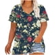 thumbnail image 2 of Puntoco Liquidación de blusas cortas para mujer Camisa básica estampada de manga corta con cuello en V y talla grande para mujer, 2 of 5