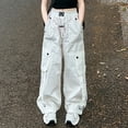 thumbnail image 2 of TZEWGL Spring Summer Solid Cool Street Style Hip Hop Pants With Pocket For Kids Active High Waisted Drawstring Loose Fit Pants For Girls size 6-7T, 2 of 6