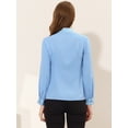 thumbnail image 3 of INSPIRE CHIC Blusa de gasa de oficina de trabajo de manga larga con cuello de pajarita para mujer Azul claro XL, 3 of 4