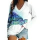 thumbnail image 2 of Ichuanyi liquidación de la moda femenina impresa camiseta personalizada de cuello en V de manga larga ICHUANYI WER202308242142, 2 of 5