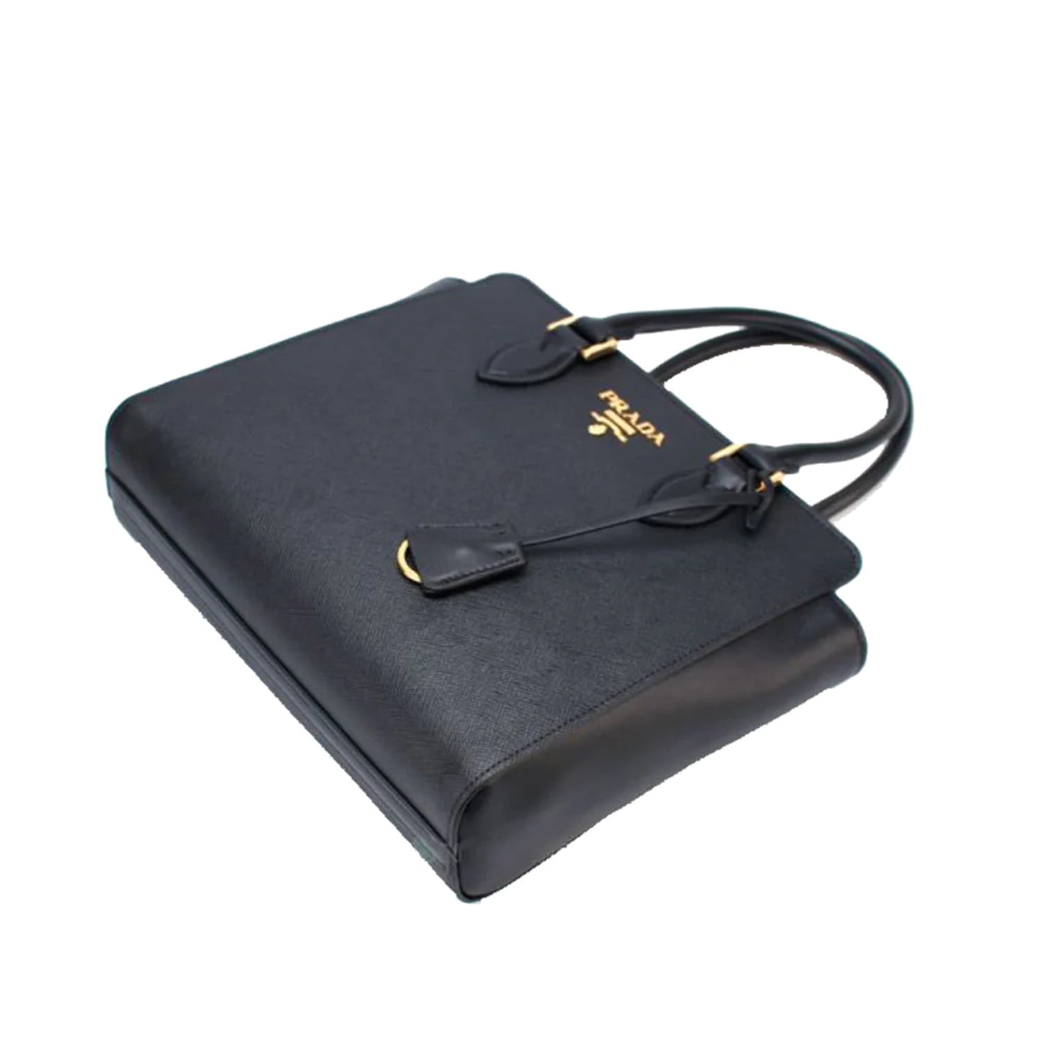 New Prada Saffiano Borsa Black Leather Shoulder Tote Handbag 1BA113 