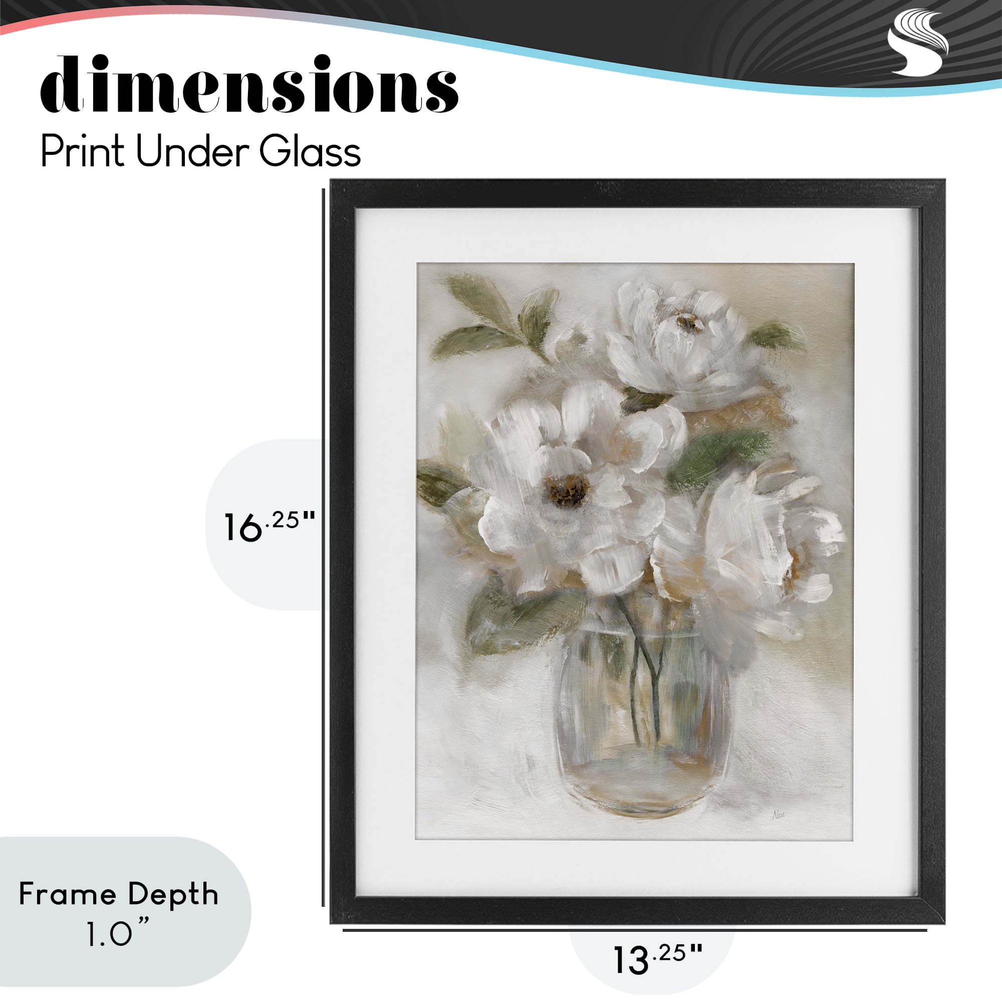 Stupell Industries Brushed Neutrals Bouquet Black Framed Print Under Glass, design by Nan