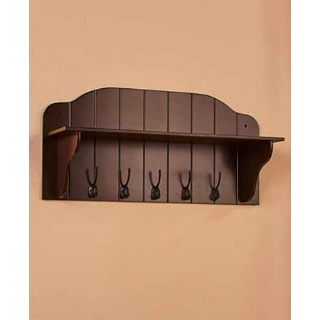 The Lakeside Collection Country Beadboard Wall Shelf With Hooks