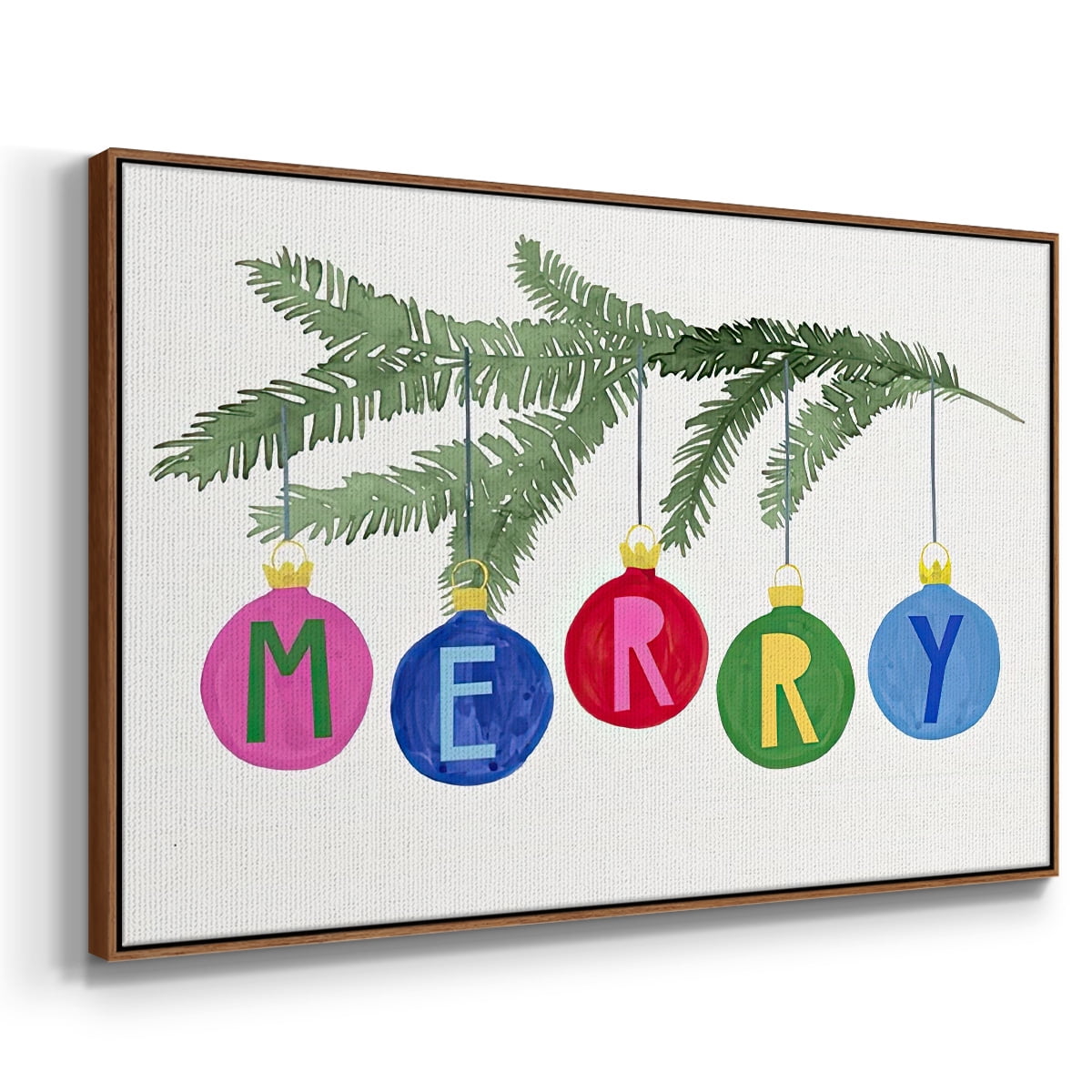 Colorful Christmas Collection A - Framed Gallery Wrapped Holiday Canvas - 25 x 37 - Rosewood Frame