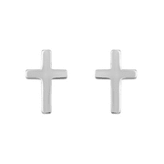 Mystigrey Cross .925 Sterling Silver Plated Rhodium Stud Earrings for Men and Women