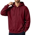 thumbnail image 2 of Resicozy Zip Up Hoodie Men Long Sleeve Solid Color Plain Hooded Sweatshirts Casual Fall Spring Track Jackets with Pockets Wine M, 2 of 7
