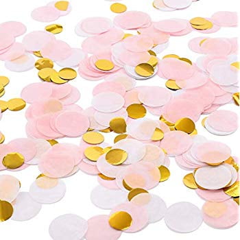 Confetti For Tables Round Tissue Confetti 6000 Pcs Paper Table Confetti Dots for Wedding Party Baby Shower and Balloon Decorations, 1 inch (Pink, White, Gold) ()