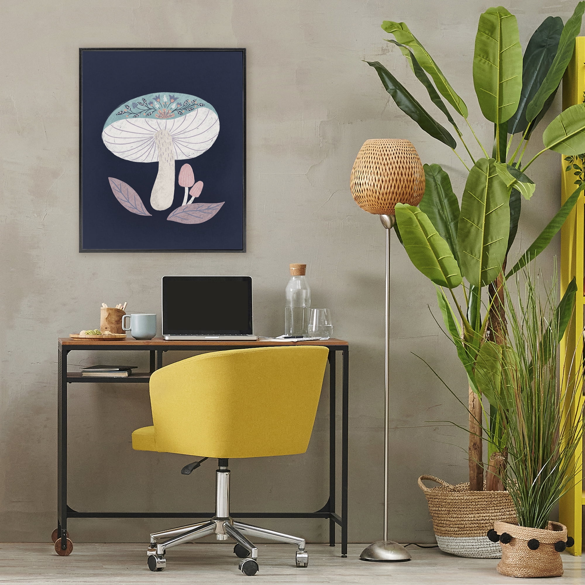 Stupell Industries Floral Cottage Mushroom Black Framed Giclee Art, design by Metka Hiti