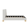 thumbnail image 6 of Upholstered Platform Bed with Wingback Headboard and Round Wooden Legs, Wingback Platform Bed Velvet Platform Bed Frame with Strong Wooden Slats for Bedroom, No Box Spring Needed, Noise-Free, 6 of 7