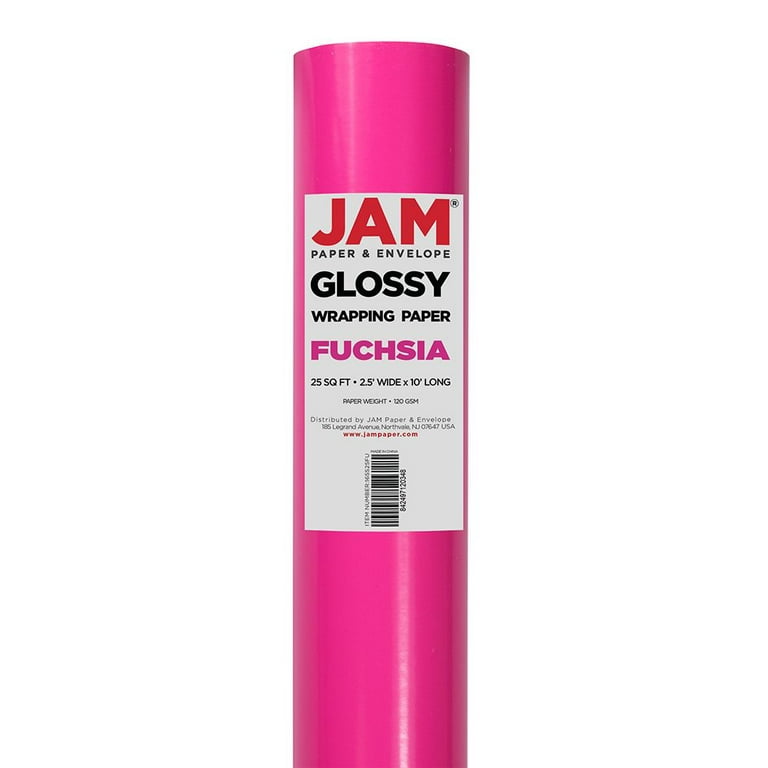 Jam Paper Gift Wrap, Glossy Wrapping Paper, 25 Sq ft per Roll, Fuchsia, 2/Pack